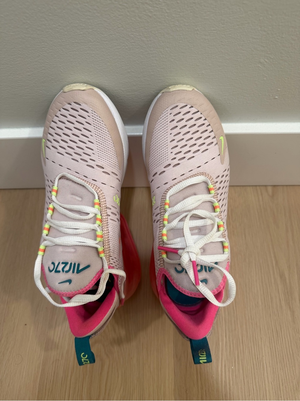 Nike Women Pink and Neon Accent Air Max 270 Sneakers